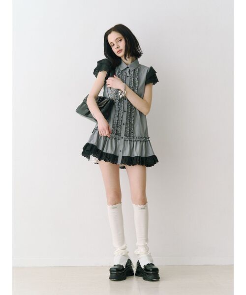 jouetie(ジュエティ)の「フロントフリルチュニックシャツ 春服(シャツ/ブラウス・レディース・ブルー/ブラック/オフホワイト・MEDIUM)」の15枚目の写真