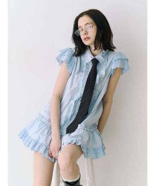 jouetie(ジュエティ)の「フロントフリルチュニックシャツ 春服(シャツ/ブラウス・レディース・ブルー/ブラック/オフホワイト・MEDIUM)」の17枚目の写真