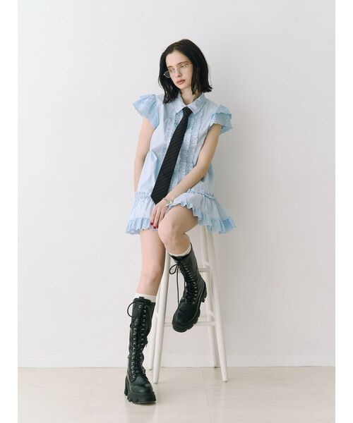 jouetie(ジュエティ)の「フロントフリルチュニックシャツ 春服(シャツ/ブラウス・レディース・ブルー/ブラック/オフホワイト・MEDIUM)」の19枚目の写真