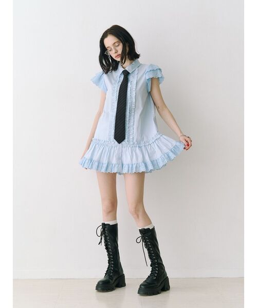 jouetie(ジュエティ)の「フロントフリルチュニックシャツ 春服(シャツ/ブラウス・レディース・ブルー/ブラック/オフホワイト・MEDIUM)」の20枚目の写真
