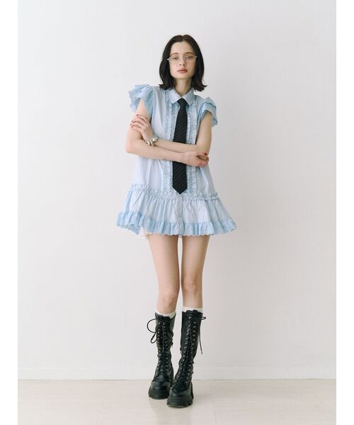 jouetie(ジュエティ)の「フロントフリルチュニックシャツ 春服(シャツ/ブラウス・レディース・ブルー/ブラック/オフホワイト・MEDIUM)」の21枚目の写真