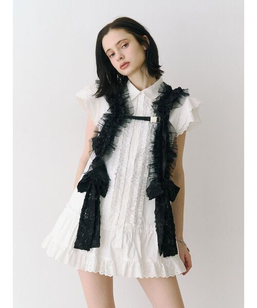 jouetie(ジュエティ)の「フロントフリルチュニックシャツ 春服(シャツ/ブラウス・レディース・ブルー/ブラック/オフホワイト・MEDIUM)」の1枚目の写真