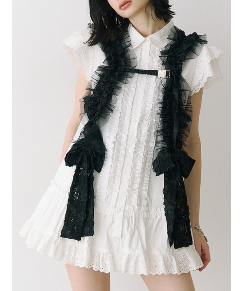 jouetie(ジュエティ)の「フロントフリルチュニックシャツ 春服(シャツ/ブラウス・レディース・ブルー/ブラック/オフホワイト・MEDIUM)」の5枚目の写真