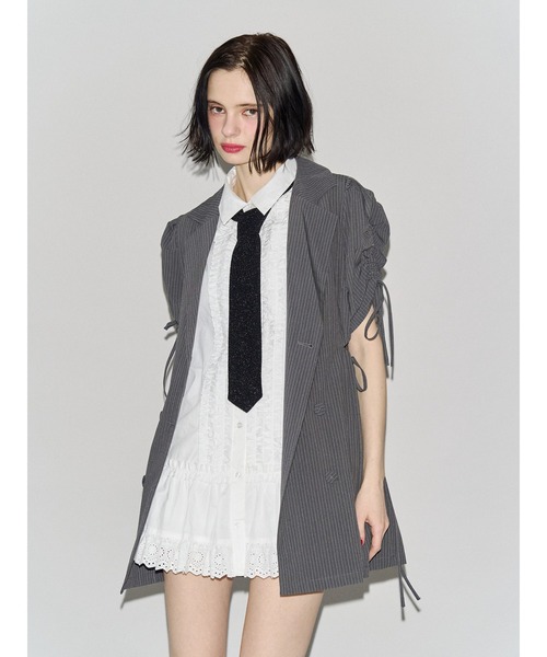 jouetie（ジュエティ）の「フロントフリルチュニックシャツ　春服（シャツ/ブラウス・レディース・ブルー/ブラック/オフホワイト・MEDIUM）」の11枚目の写真