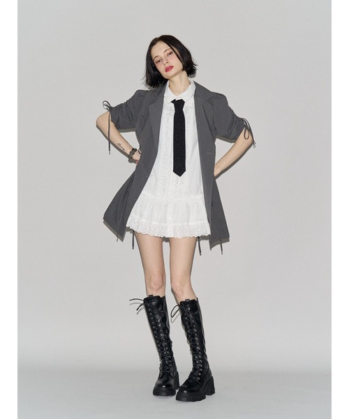 jouetie（ジュエティ）の「フロントフリルチュニックシャツ　春服（シャツ/ブラウス・レディース・ブルー/ブラック/オフホワイト・MEDIUM）」の15枚目の写真