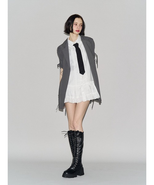 jouetie（ジュエティ）の「フロントフリルチュニックシャツ　春服（シャツ/ブラウス・レディース・ブルー/ブラック/オフホワイト・MEDIUM）」の16枚目の写真