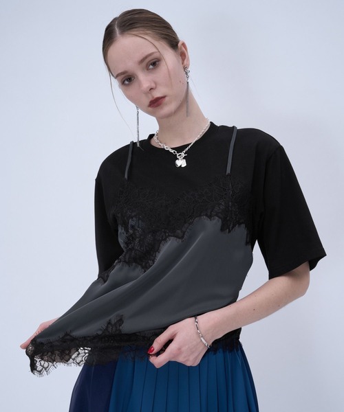 HARE(ハレ)の「ビスチェドッキングTシャツ(HARE)(Tシャツ/カットソー・レディース・ブラック/グレー・FREE)」の10枚目の写真