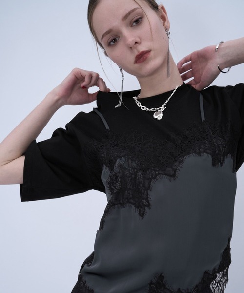 HARE(ハレ)の「ビスチェドッキングTシャツ(HARE)(Tシャツ/カットソー・レディース・ブラック/グレー・FREE)」の12枚目の写真