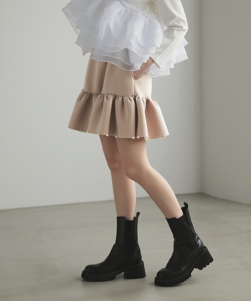 MERAKI（メラキ）の「ギャザーフリルパールスカート（スカート・レディース・ブラック/ピンク/ベージュ・FREE）」の17枚目の写真