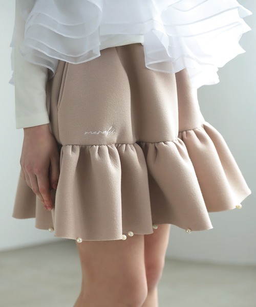 MERAKI（メラキ）の「ギャザーフリルパールスカート（スカート・レディース・ブラック/ピンク/ベージュ・FREE）」の19枚目の写真
