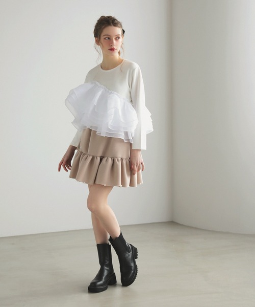 MERAKI（メラキ）の「ギャザーフリルパールスカート（スカート・レディース・ブラック/ピンク/ベージュ・FREE）」の20枚目の写真