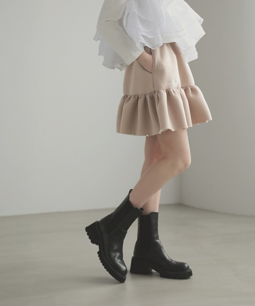 MERAKI（メラキ）の「ギャザーフリルパールスカート（スカート・レディース・ブラック/ピンク/ベージュ・FREE）」の22枚目の写真