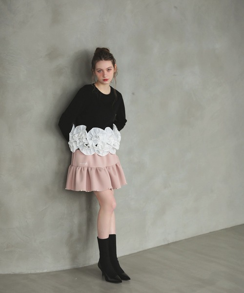 MERAKI（メラキ）の「ギャザーフリルパールスカート（スカート・レディース・ブラック/ピンク/ベージュ・FREE）」の4枚目の写真