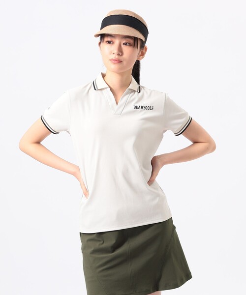 BEAMS GOLF(ビームスゴルフ)の「ORANGE LABEL / バックロゴ スキッパー ポロシャツ(吸水速乾)(ポロシャツ・レディース・ネイビー/ベージュ/ホワイト・LARGE/MEDIUM/SMALL)」の5枚目の写真