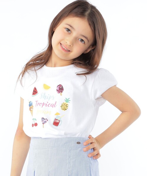 SHIPS(シップス)の「SHIPS KIDS:100~130cm / サマー モチーフ 半袖 Tシャツ(Tシャツ/カットソー・キッズ・ピンク/アイボリー/オフホワイト・100/110/130/120)」の2枚目の写真