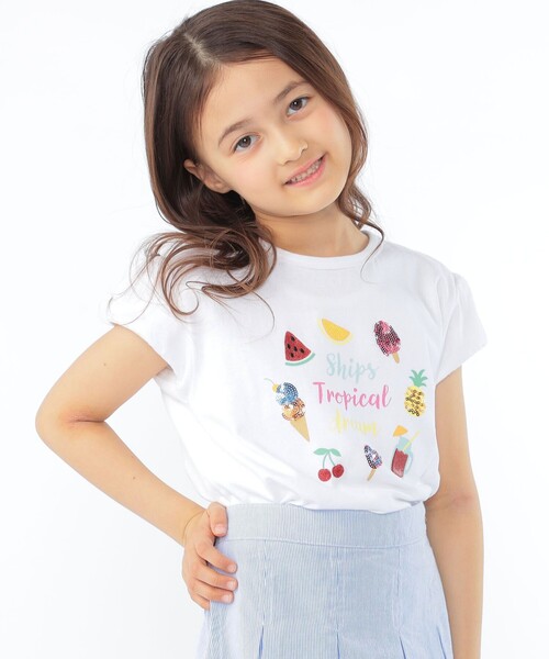SHIPS(シップス)の「SHIPS KIDS:100~130cm / サマー モチーフ 半袖 Tシャツ(Tシャツ/カットソー・キッズ・ピンク/アイボリー/オフホワイト・100/110/130/120)」の5枚目の写真