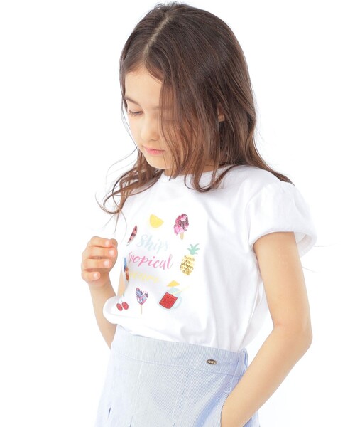 SHIPS(シップス)の「SHIPS KIDS:100~130cm / サマー モチーフ 半袖 Tシャツ(Tシャツ/カットソー・キッズ・ピンク/アイボリー/オフホワイト・100/110/130/120)」の6枚目の写真