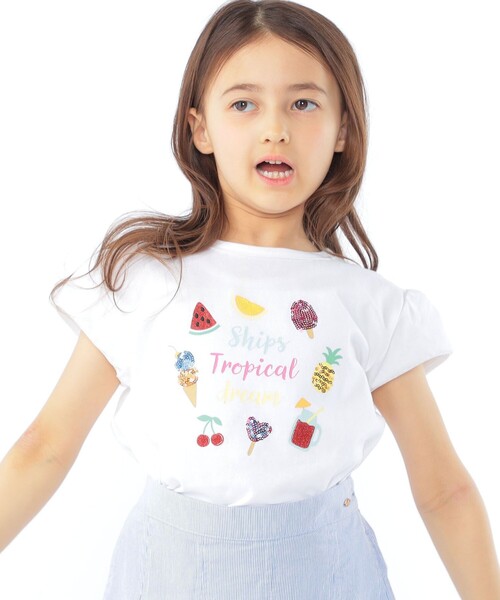 SHIPS(シップス)の「SHIPS KIDS:100~130cm / サマー モチーフ 半袖 Tシャツ(Tシャツ/カットソー・キッズ・ピンク/アイボリー/オフホワイト・100/110/130/120)」の7枚目の写真