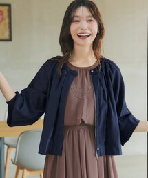 メッシュジャガードノーカラーブルゾン（ブルゾン）｜Tiaclasse