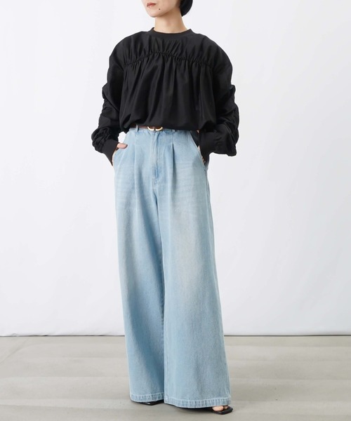 LUCA/LADY LUCK LUCA（ルカ/レディラックルカ）の「LC/LLL ギャザーリブブラウス（シャツ/ブラウス・レディース・ベージュ/ブラック/ブルー・FREE）」の7枚目の写真