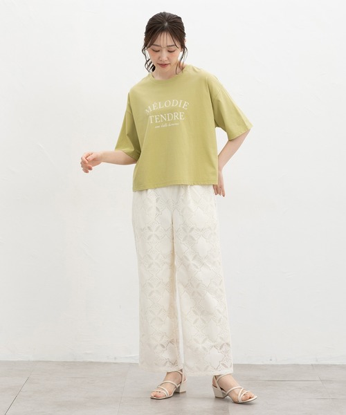 Honeys(ハニーズ)の「【ハニさら・接触冷感・UVカット】ロゴプリントゆるTシャツ(Tシャツ/カットソー・レディース・スミクロ/ネイビー/ホワイト/ライム/レッド・L/LL/M/S)」の15枚目の写真