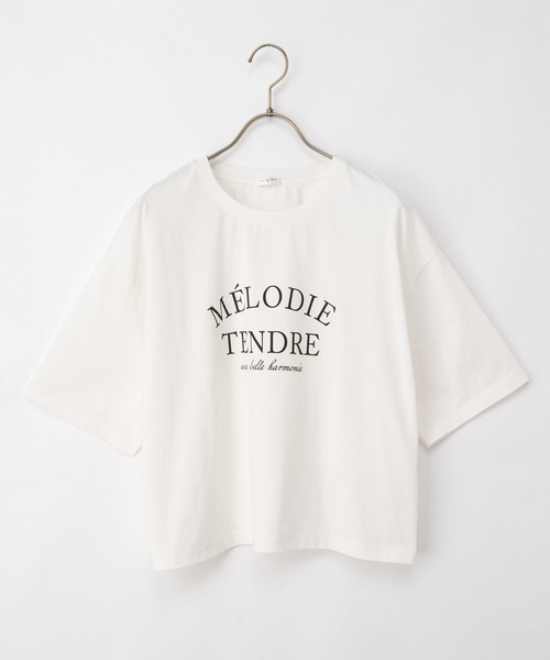 Honeys(ハニーズ)の「【ハニさら・接触冷感・UVカット】ロゴプリントゆるTシャツ(Tシャツ/カットソー・レディース・スミクロ/ネイビー/ホワイト/ライム/レッド・L/LL/M/S)」の17枚目の写真