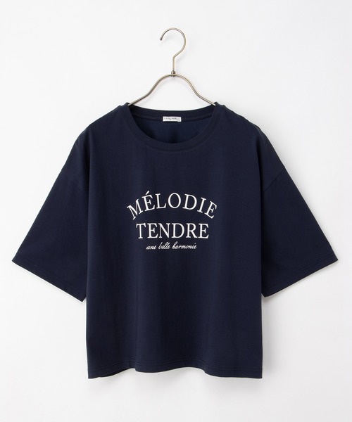 Honeys(ハニーズ)の「【ハニさら・接触冷感・UVカット】ロゴプリントゆるTシャツ(Tシャツ/カットソー・レディース・スミクロ/ネイビー/ホワイト/ライム/レッド・L/LL/M/S)」の21枚目の写真