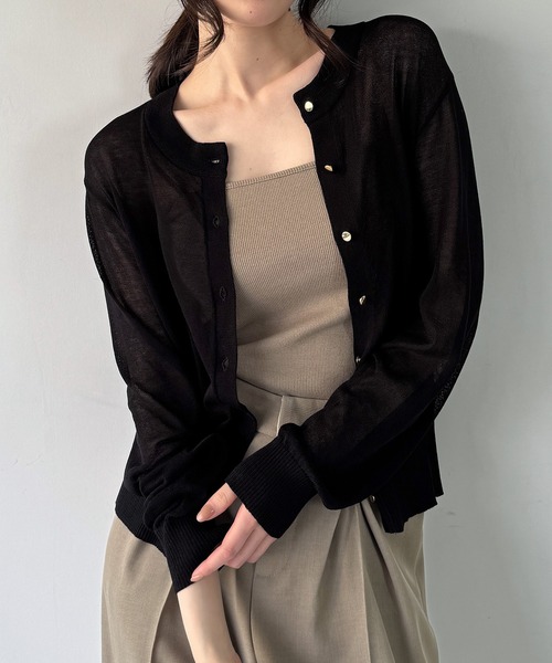junoah(ジュノア)の「麻タッチカーディガン 接触冷感 / UV加工 / マシンウォッシャブル(カーディガン/ボレロ・レディース・ブラック/イエロー/ホワイト/ボルドー・FREE)」の11枚目の写真