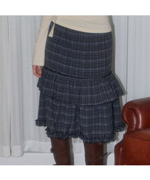 CHECK CANCAN MIDI SKIRT_BLUE