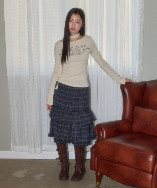LETERIE（レテリー）の「CHECK CANCAN MIDI SKIRT_BLUE（スカート・レディース・ブルー・FREE）」の2枚目の写真
