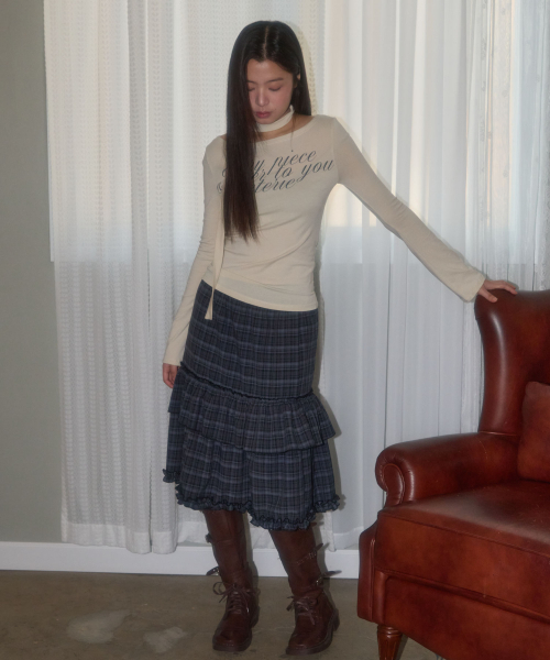 LETERIE（レテリー）の「CHECK CANCAN MIDI SKIRT_BLUE（スカート・レディース・ブルー・FREE）」の3枚目の写真
