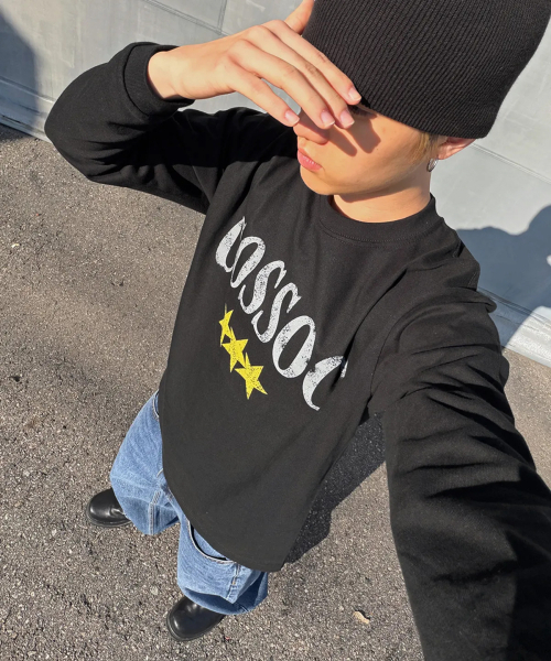 COSO(コソ)の「CCスタークラックロングスリーブ長袖(3 COLORS)(Tシャツ/カットソー・レディース・ホワイト/グレー/ブラック・MEDIUM/LARGE)」の4枚目の写真