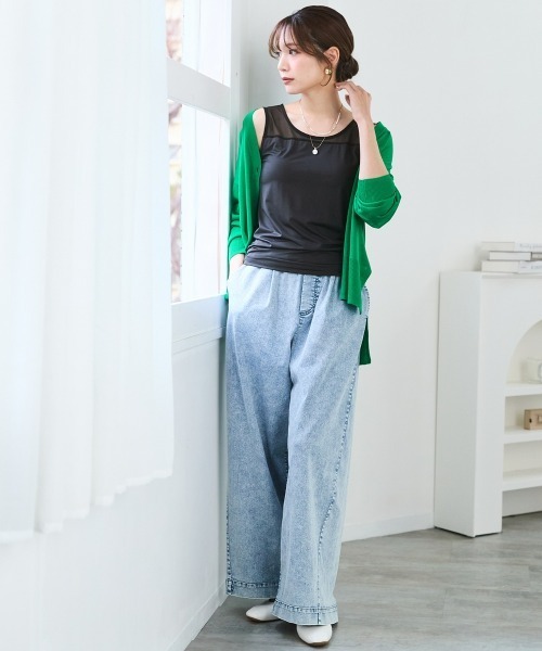 SMILE LAND(スマイルランド)の「<大きいサイズ>シアーコンビトップス(ブラカップ付)(Tシャツ/カットソー・レディース・ブラック/オフホワイト・L/LL/5L/3L/4L)」の8枚目の写真