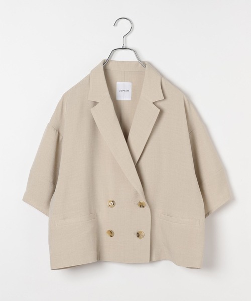 LEPSIM(レプシィム)の「《リネンライクドライシリーズ》ランタンショート5分袖ダブルジャケット 639422(テーラードジャケット・レディース・チャコールグレー/カーキブラウン/ベージュ・FREE)」の3枚目の写真
