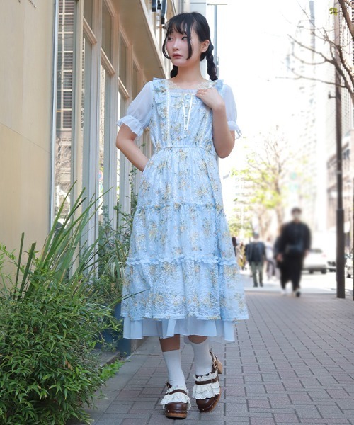 axes femme（アクシーズファム）の「レース×ブーケティアードワンピース（ワンピース・レディース・キナリ/サックスブルー・FREE）」の11枚目の写真