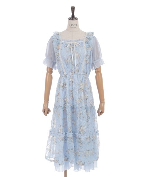 axes femme（アクシーズファム）の「レース×ブーケティアードワンピース（ワンピース・レディース・キナリ/サックスブルー・FREE）」の12枚目の写真