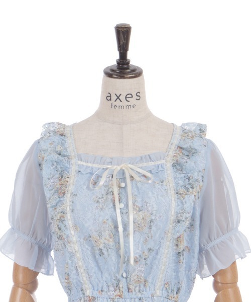 axes femme（アクシーズファム）の「レース×ブーケティアードワンピース（ワンピース・レディース・キナリ/サックスブルー・FREE）」の15枚目の写真