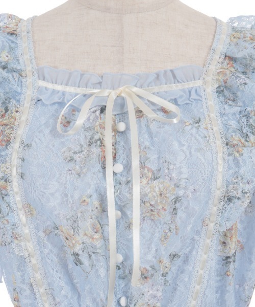 axes femme（アクシーズファム）の「レース×ブーケティアードワンピース（ワンピース・レディース・キナリ/サックスブルー・FREE）」の17枚目の写真