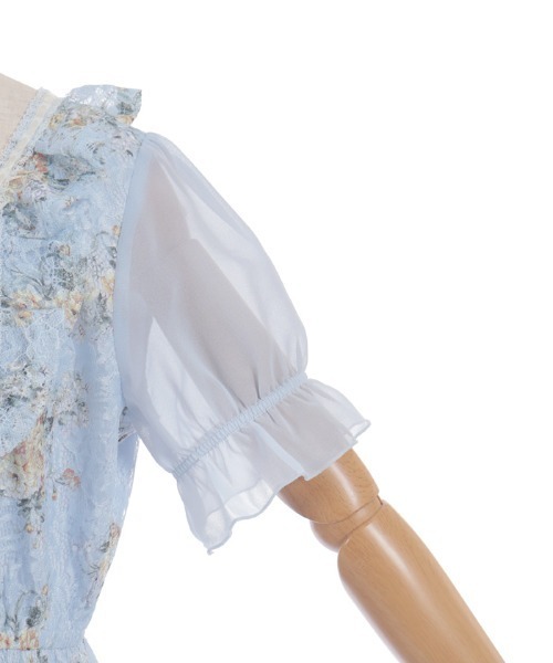 axes femme（アクシーズファム）の「レース×ブーケティアードワンピース（ワンピース・レディース・キナリ/サックスブルー・FREE）」の21枚目の写真