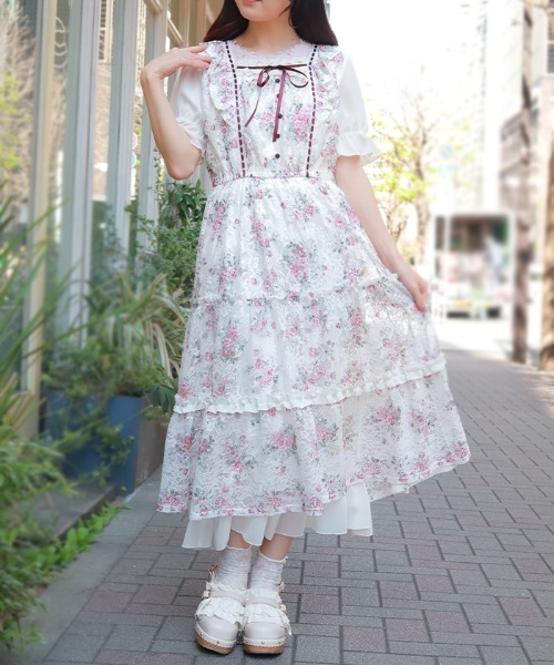 axes femme（アクシーズファム）の「レース×ブーケティアードワンピース（ワンピース・レディース・キナリ/サックスブルー・FREE）」の3枚目の写真