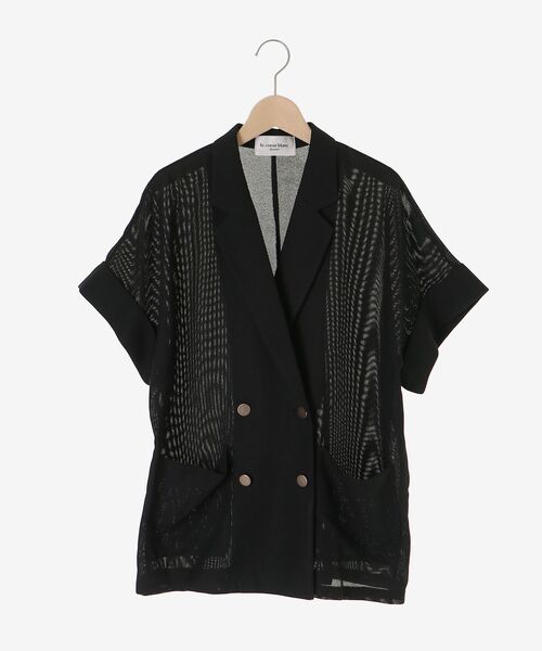 le.coeur blanc(ルクールブラン)の「【洗える】メッシュハーフスリーブジャケット(その他アウター・レディース・ライトベージュ/グレイッシュベージュ/ブラック・38)」の4枚目の写真