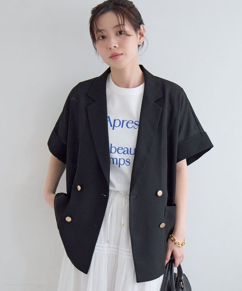le.coeur blanc(ルクールブラン)の「【洗える】メッシュハーフスリーブジャケット(その他アウター・レディース・ライトベージュ/グレイッシュベージュ/ブラック・38)」の12枚目の写真