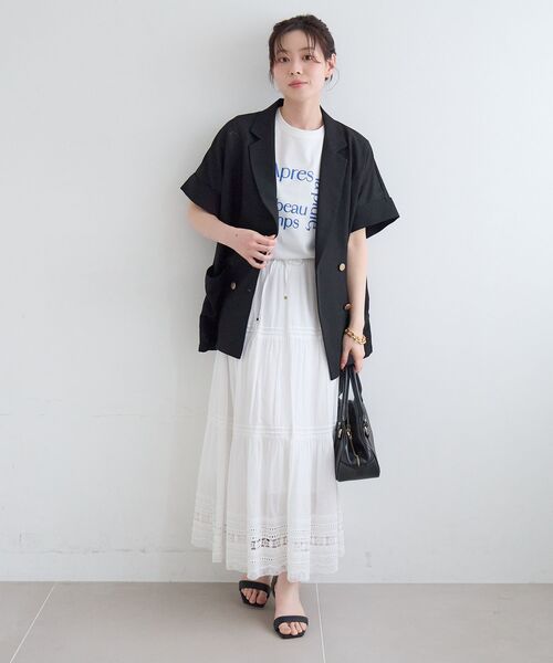 le.coeur blanc(ルクールブラン)の「【洗える】メッシュハーフスリーブジャケット(その他アウター・レディース・ライトベージュ/グレイッシュベージュ/ブラック・38)」の16枚目の写真