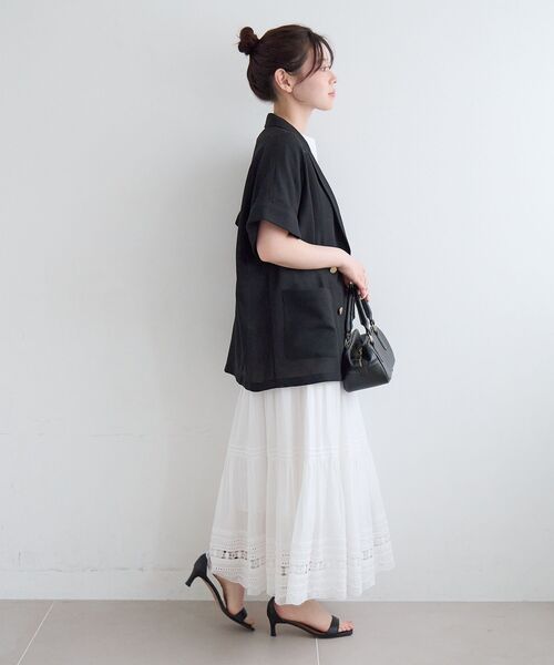 le.coeur blanc(ルクールブラン)の「【洗える】メッシュハーフスリーブジャケット(その他アウター・レディース・ライトベージュ/グレイッシュベージュ/ブラック・38)」の18枚目の写真