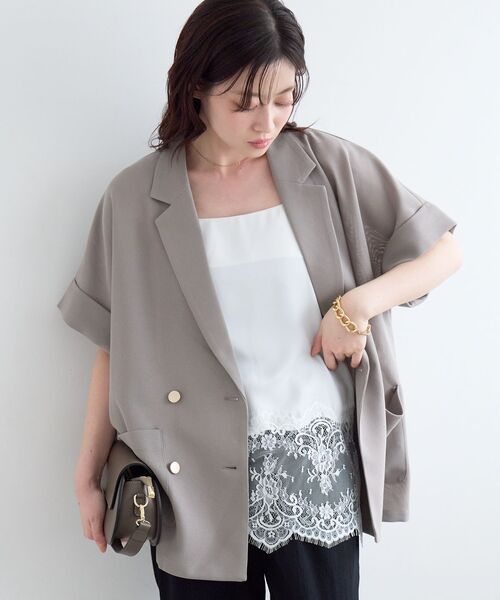 le.coeur blanc(ルクールブラン)の「【洗える】メッシュハーフスリーブジャケット(その他アウター・レディース・ライトベージュ/グレイッシュベージュ/ブラック・38)」の22枚目の写真