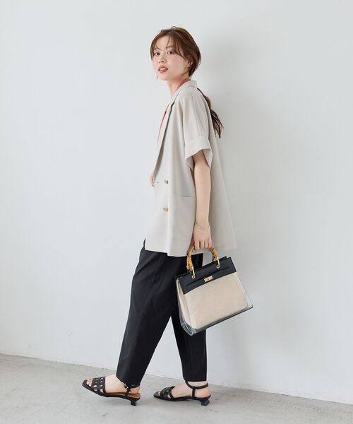 le.coeur blanc(ルクールブラン)の「【洗える】メッシュハーフスリーブジャケット(その他アウター・レディース・ライトベージュ/グレイッシュベージュ/ブラック・38)」の13枚目の写真
