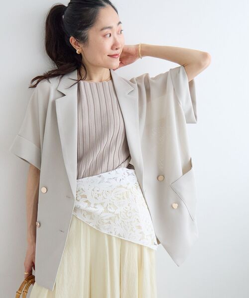 le.coeur blanc(ルクールブラン)の「【洗える】メッシュハーフスリーブジャケット(その他アウター・レディース・ライトベージュ/グレイッシュベージュ/ブラック・38)」の22枚目の写真