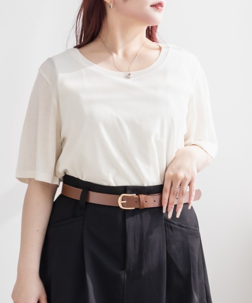 CLETTE(クレット)の「CLETTEオリジナルベーシック半袖シアーTシャツ(Tシャツ/カットソー・レディース・ブラック/オフホワイト・4L/3L/LL)」の2枚目の写真