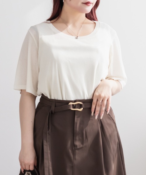 CLETTE(クレット)の「CLETTEオリジナルベーシック半袖シアーTシャツ(Tシャツ/カットソー・レディース・ブラック/オフホワイト・4L/3L/LL)」の12枚目の写真