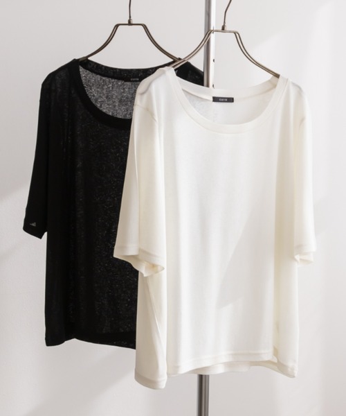 CLETTE(クレット)の「CLETTEオリジナルベーシック半袖シアーTシャツ(Tシャツ/カットソー・レディース・ブラック/オフホワイト・4L/3L/LL)」の7枚目の写真